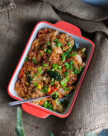 Smażona kasza bulgur z warzywami